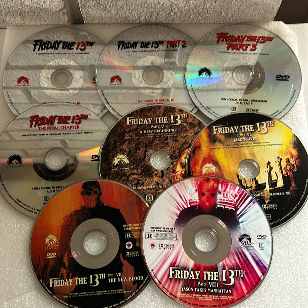 Friday The 13th, 1-8 DVDs
